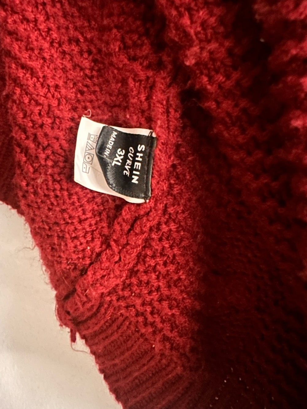 SHEIN Cable-Knit Open-Front Cardigan - Burgundy - Picture 3 of 4